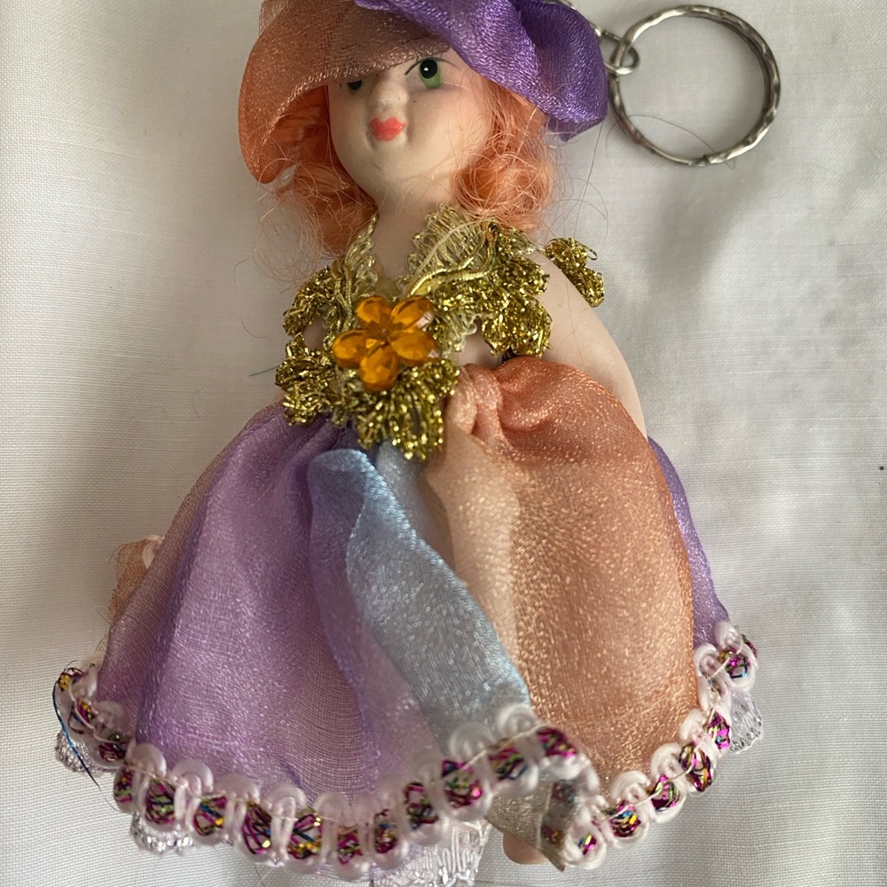 FREE with any PURCHASE Elegant Multicolor porcelain Doll Keychain